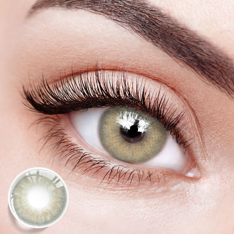 Wearing Moonbeam Green-Gray Colored Contact Lenses